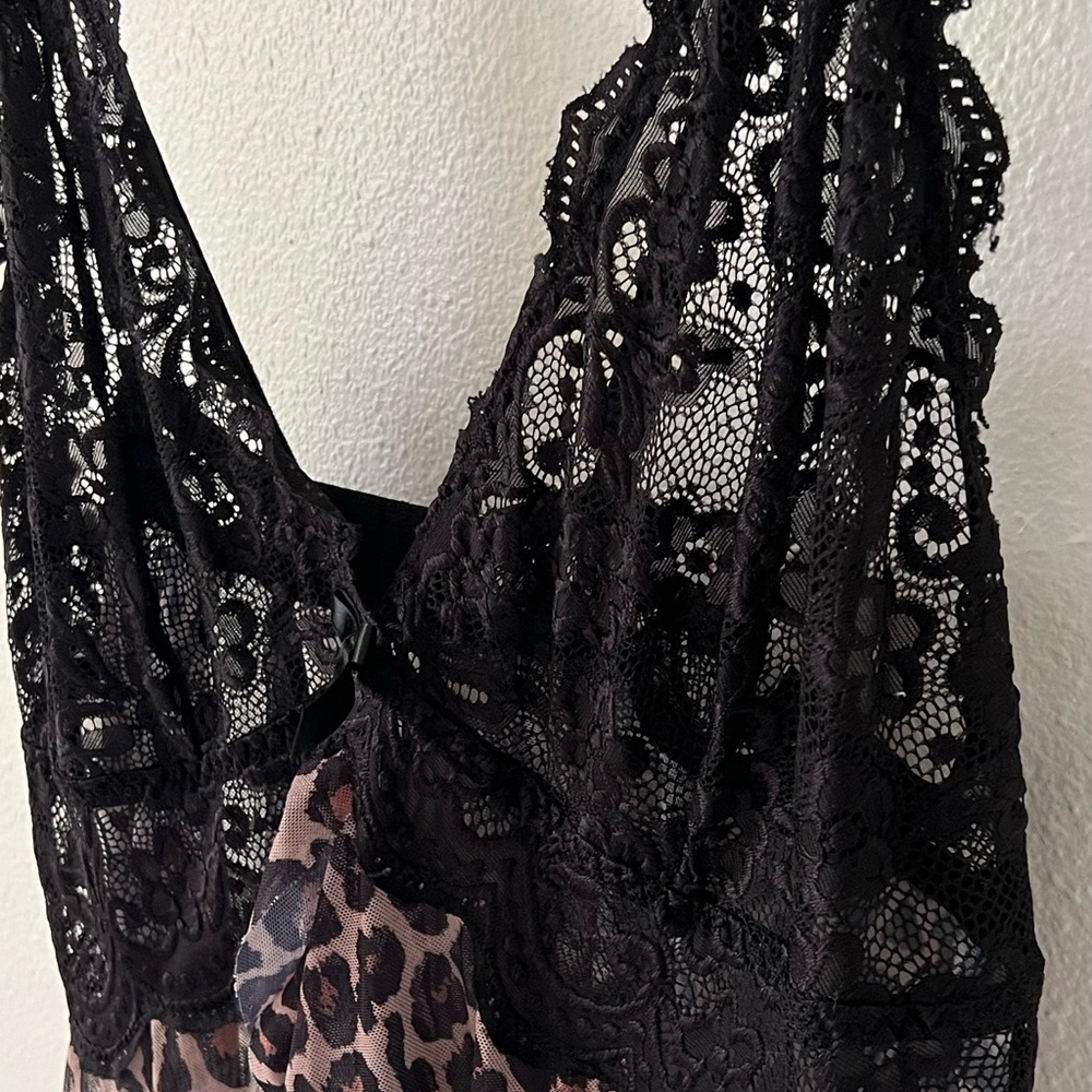 Leopard Print Black Lace Mob Wife Cheetah Print Slinky Cami Top Plus Size 20W - Picture 2 of 13